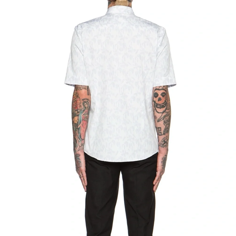 NWT Jil Sander Artista Short Sleeve Button-Down Shirt Open White 42 16.5” Neck